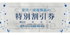 ご来店頂いたお客様にヤマダデンキで使える優待券をプレゼントしております。画像はサンプルになります。