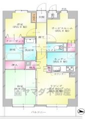 2SLDK　専有面積：59.52㎡　バルコニー面積：7.56㎡