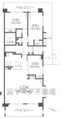 3LDK　専有面積：87.60㎡　バルコニー面積：29.2㎡