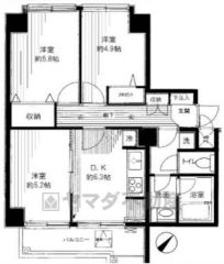 3DK　専有面積：55.30㎡　バルコニー面積：5.70㎡